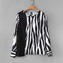 Shein Zebra Pattern Asymmetric Hem Blouse
