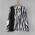 Shein Zebra Pattern Asymmetric Hem Blouse