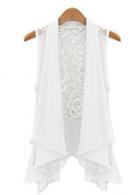 Rosewe Solid White Sleeveless Lace Patchwork Vest For Summer
