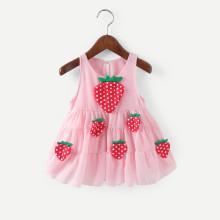 Shein Girls 3d Strawberry Vest Dress