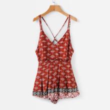 Shein Ornate Print Layer Cami Romper