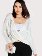 Shein Lace Panel Twist Wrap Top