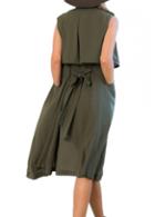 Rosewe Army Green Pocket Design Sleeveless Trench Coat