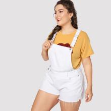 Shein Plus Raw Hem Denim Overall Shorts