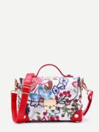 Shein Flower Embroidery Pu Cross Body Bag