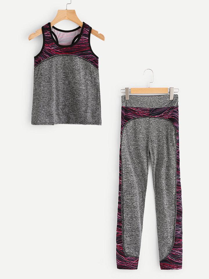 Shein Active Space Dye Racer Back Tank Top With Leggings