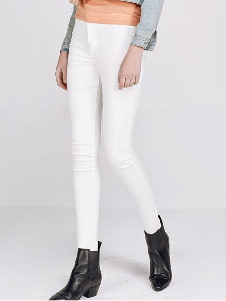Shein High Waist Slim Denim White Pant