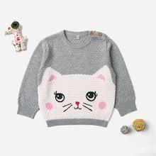 Shein Toddler Girls Cat Pattern Jumper