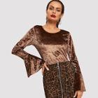 Shein Bell Sleeve Crushed Velvet Top