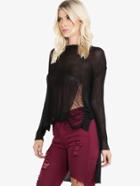 Shein Distressed Meshed Knit Pullover Black