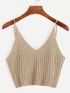 Shein Apricot V Neck Knitted Cami Top