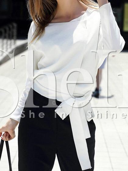 Shein White Wrap Front Crop Blouse
