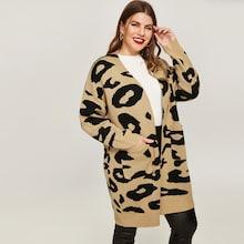Shein Plus Open Front Leopard Cardigan