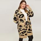 Shein Plus Open Front Leopard Cardigan