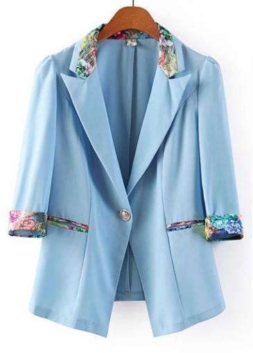 Rosewe Attractive Three Quarter Sleeve Blazer With Turndown Collar
