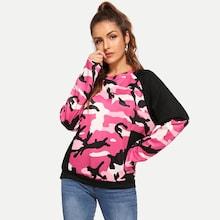 Shein Camo Print Panel Sweatshirt