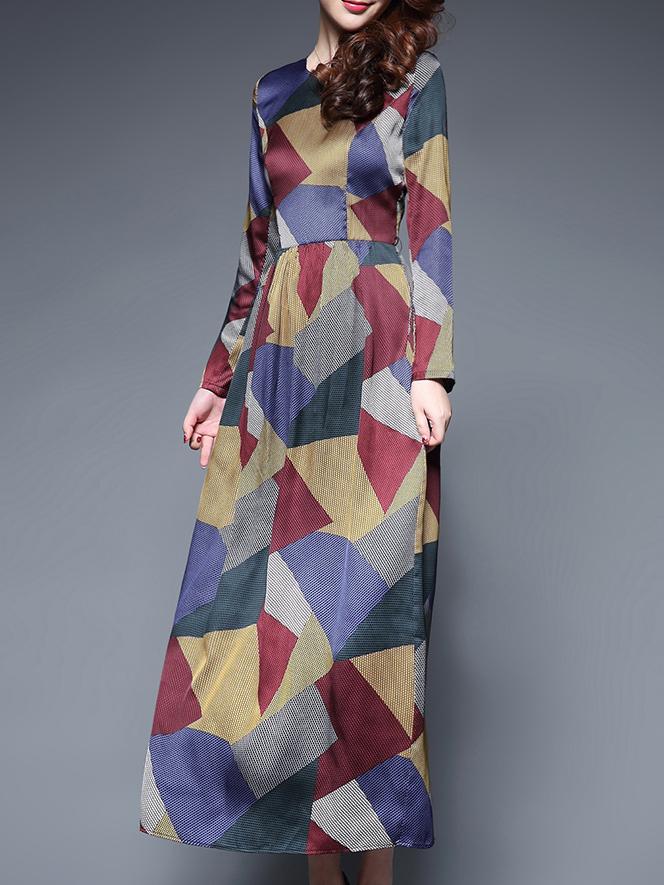 Shein Purple Color Block Pockets Maxi Dress
