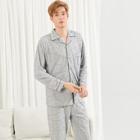 Shein Men Geo Print Shirt & Pants Pj Set
