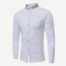 Shein Men Wheat Ears Embroidery Blouse
