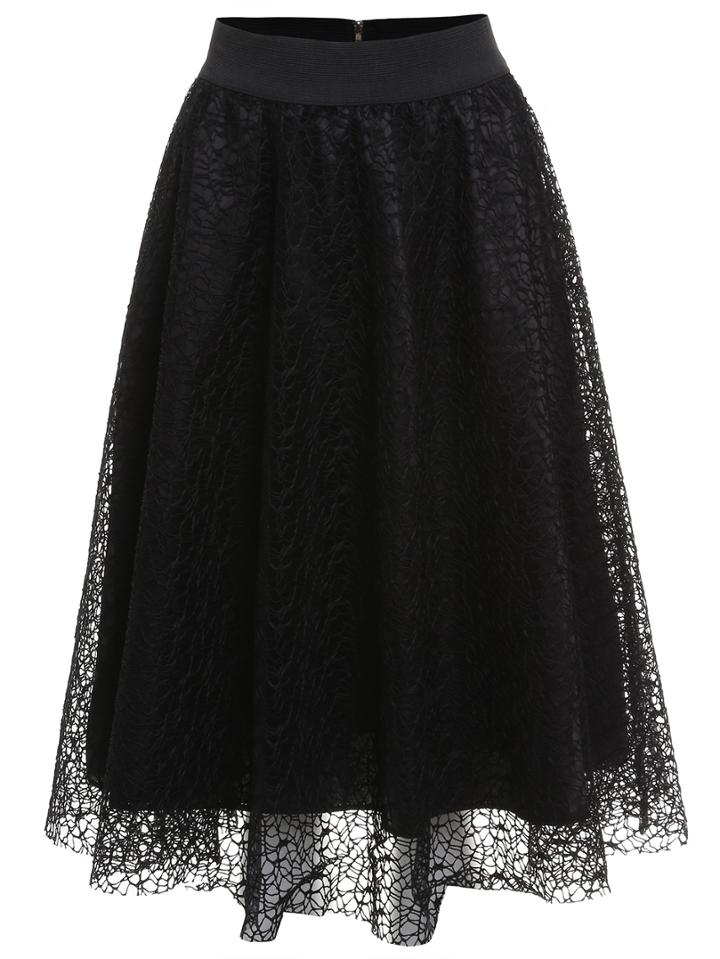 Shein Black Mesh Midi Skirt