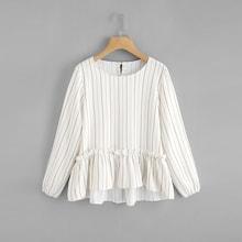 Shein Plus Ruffle Hem Striped Blouse