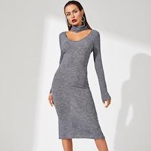 Shein Choker Neck Rib Knit Dress