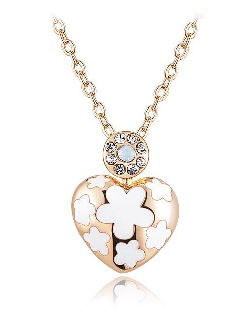 Shein Gold Crystal Heart Chain Necklace