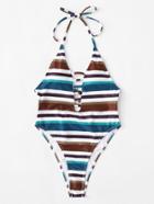 Shein Ladder Cut Out Striped Swimsuit