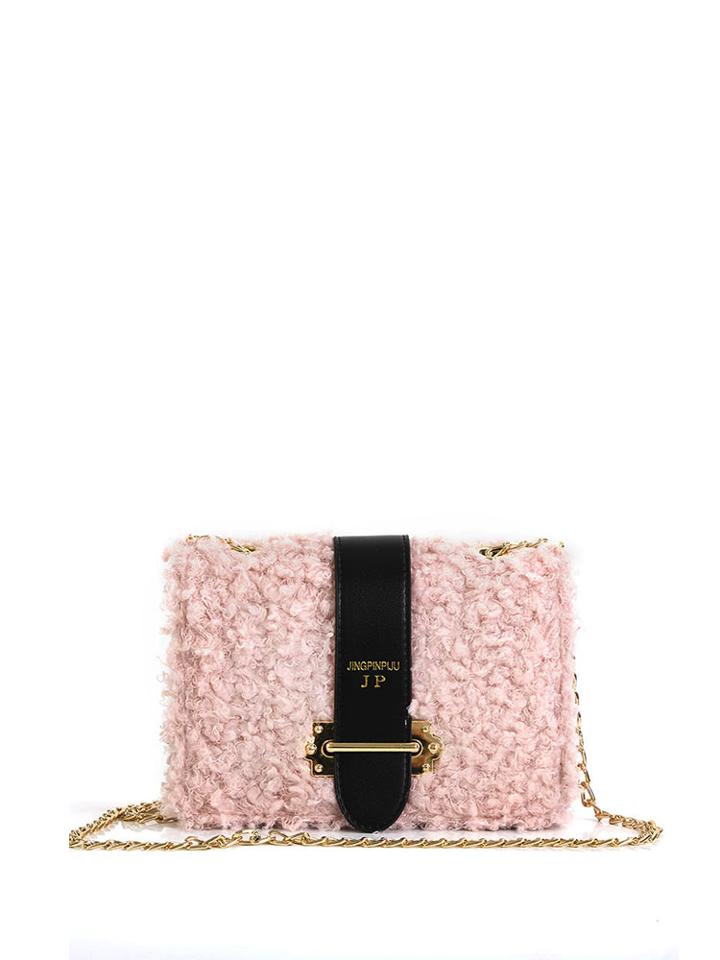 Shein Buckle Detail Fuzzy Chain Bag
