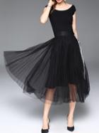 Shein Black Striped Pleated A-line Dress