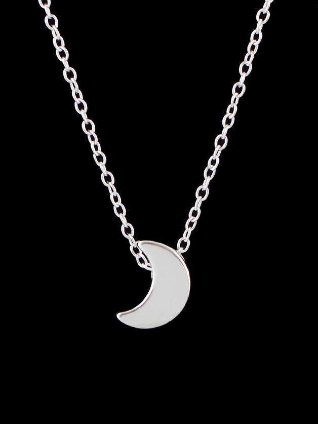 Shein Silver Moon Pendant Necklace Collier Femme Minimalist Jewelry