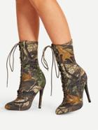Shein Mix Pattern Pointed Toe Stiletto Boots