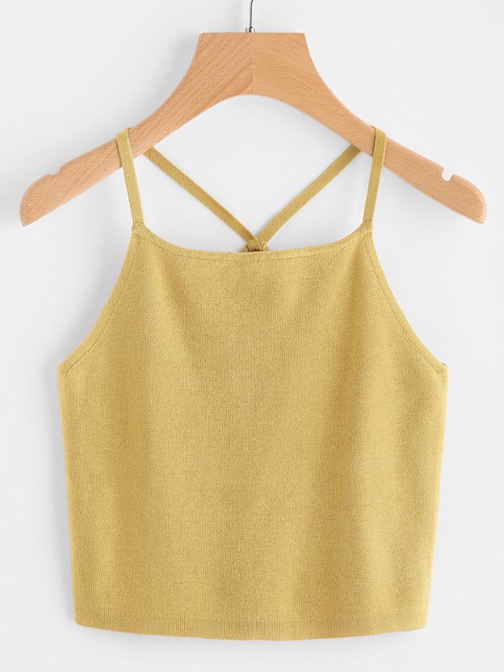 Shein V Strap Racerback Crop Knit Cami Top