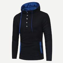 Shein Men Quarter Button Hooded Sweatshirt