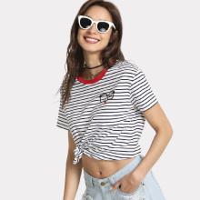Shein Contrast Tape Striped Tee