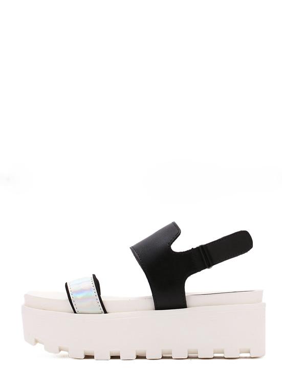 Shein Silver Ankle Strap Flatform Sandals