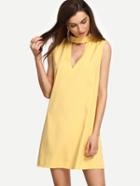 Shein Keyhole Neck Shift Dress - Yellow