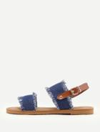 Shein Frayed Trim Denim Flat Sandals