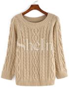 Shein Apricot Long Sleeve Round Neck Sweater