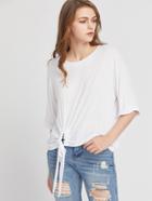 Shein Shirred Knotted Side Cuffed Tee