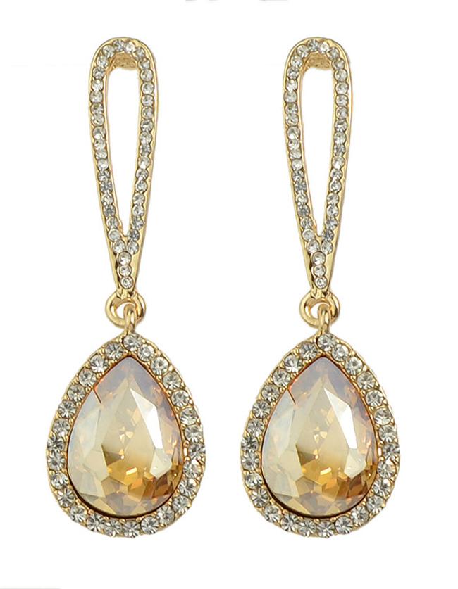 Shein Champagne Single Rhinestone Drop Earrings