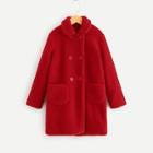Shein Girls Pocket Front Double Breasted Teddy Coat