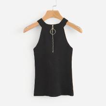 Shein Zip Front Knit Top