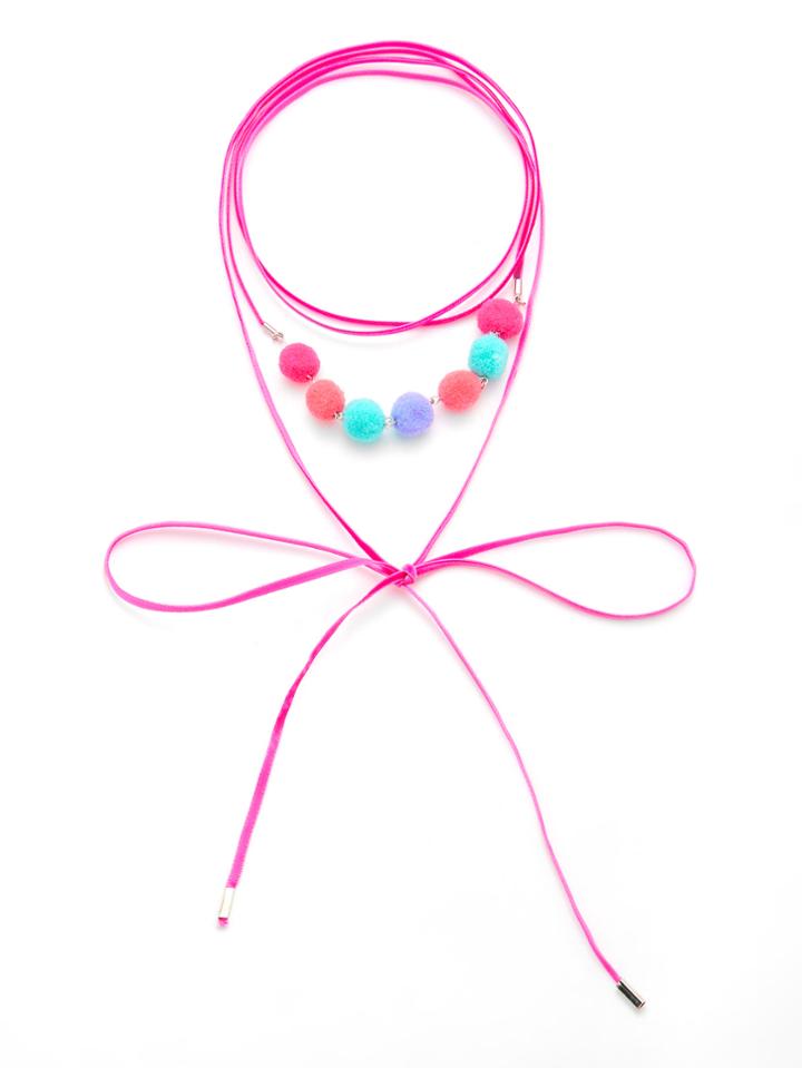 Shein Pom Pom Decorated Layered Wrap Choker