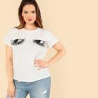 Shein Plus Embroidered Eyes Patch T-shirt