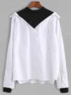 Shein Black And White Color Block 2 In 1 Blouse
