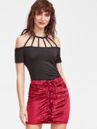 Shein Black Cut Out Halter T-shirt