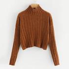 Shein Plus High Neck Ribbed Knit Chenille Sweater