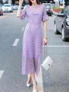 Shein Purple Crochet Hollow Out Maxi Dress