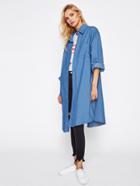 Shein Drop Shoulder Curved Hem Oversized Coat
